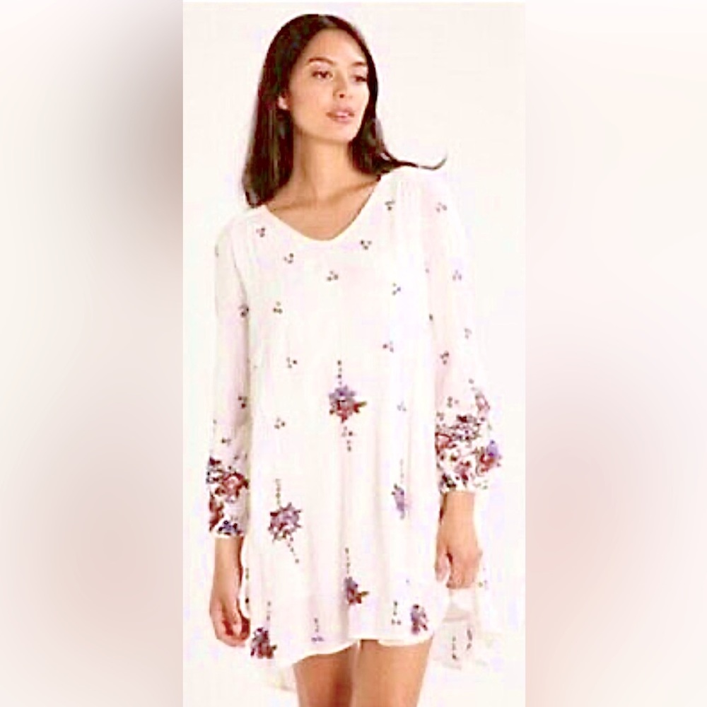 Free People Oxford Embroidered Mini  Floral Swing Dress or Tunic